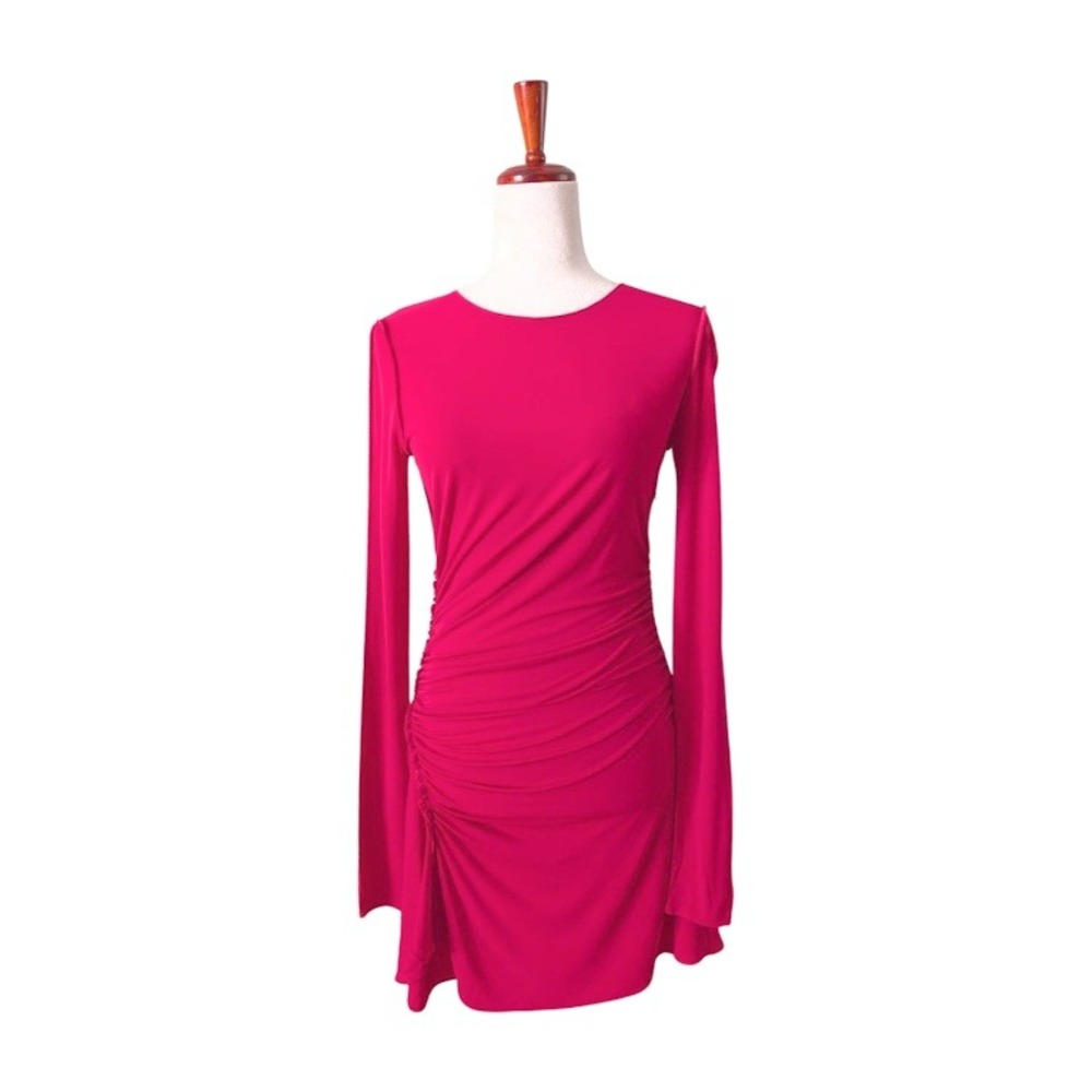DSquared2‎ Womens XS Red Long Sleeve Ruched Sheath Dress Made in Italy